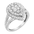 .925 Sterling Silver Diamond Cluster Ring (1 1/2 Cttw, H-I Color, I1-I2 Clarity) - Size 6-3