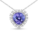 3.25 Carat Genuine Tanzanite and White Diamond 14K White Gold Pendant-1