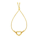 Adjustable Bracelet with Shiny Open Heart in 14k Yellow Gold-2