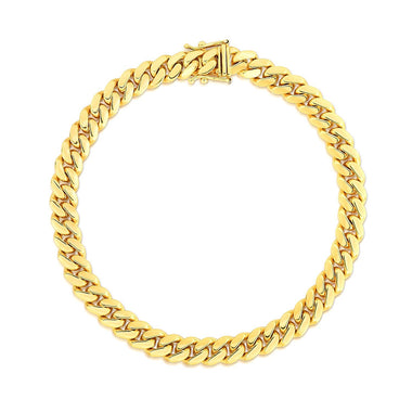 7.0mm 14k Yellow Gold Classic Miami Cuban Solid Bracelet - 0
