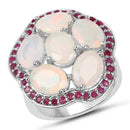 4.66 Carat Genuine Ethiopian Opal and Ruby .925 Sterling Silver Ring-1