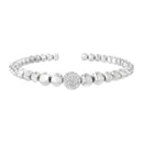 .925 Sterling Silver 1/6 Cttw Diamond Rondelle Graduated Ball Bead Cuff Bangle Bracelet (I-J color, I2-I3 clarity) - Fits wrists up to 7 1/2 inches-3