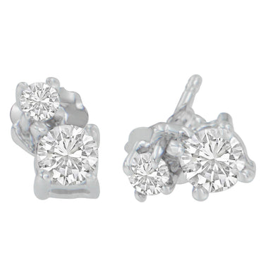 14K White Gold 1/2 cttw Round Cut Diamond Earrings (H-I, SI2-I1) - 0