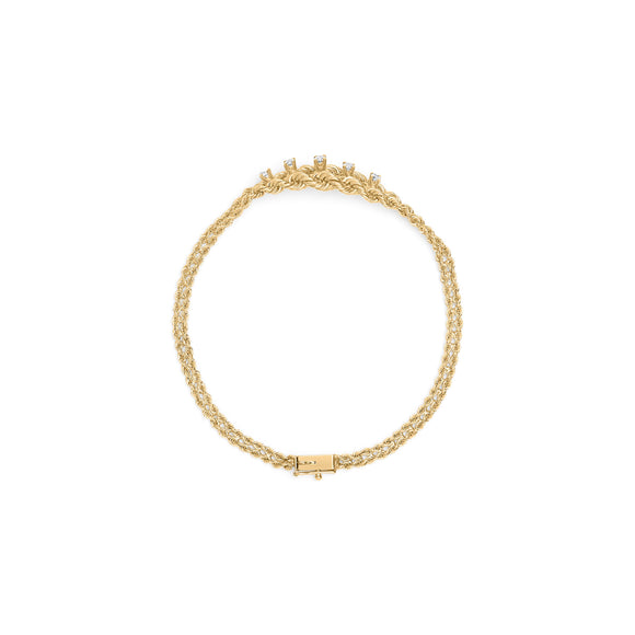 10K Yellow Gold 1/4 Cttw Round-Cut Diamond Basket Weave Rope Chain Style 7" Bracelet (H-I Color, I1-I2 Clarity)