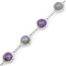 11.00 Carat Genuine Charolite And Labradorite .925 Sterling Silver Bracelet-4