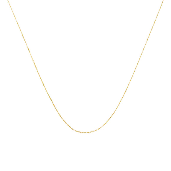 Solid 10K Yellow Gold 0.5mm Slim and Dainty Unisex 18" Rope Chain Necklace