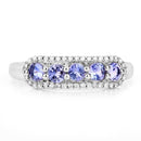 0.61 Carat Genuine Tanzanite and White Diamond 14K White Gold Ring-3