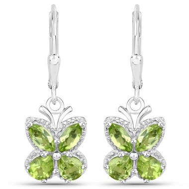 2.28 Carat Genuine Peridot .925 Sterling Silver Earrings