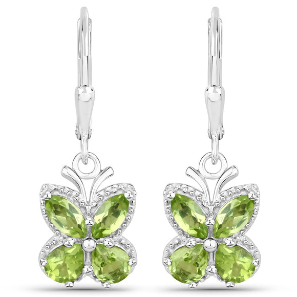 2.28 Carat Genuine Peridot .925 Sterling Silver Earrings
