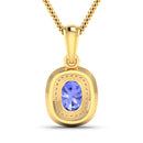 1.45 Carat Genuine Tanzanite and White Diamond 14K Yellow Gold Pendant-3