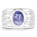 3.55 Carat Genuine Tanzanite .925 Sterling Silver Ring-4