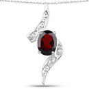 2.02 Carat Genuine Garnet and White Diamond .925 Sterling Silver Pendant-1