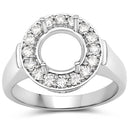 0.48 Carat Genuine White Diamond 14K White Gold Semi Mount Ring - holds 8.00mm Round Gemstone-2
