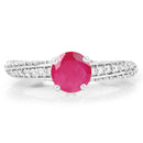 1.49 Carat Genuine Ruby and White Diamond 14K White Gold Ring (I Color, SI Clarity)-3