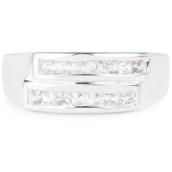0.70 Carat Genuine White Sapphire .925 Sterling Silver Ring