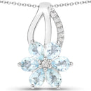 0.78 Carat Genuine Aquamarine and White Topaz .925 Sterling Silver Pendant-1