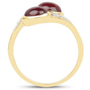 14K Yellow Gold Plated 2.38 Carat Glass Filled Ruby and White Topaz .925 Sterling Silver Ring-2