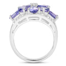 3.24 Carat Genuine Tanzanite and White Topaz .925 Sterling Silver Ring-2