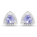 0.86 Carat Genuine Tanzanite .925 Sterling Silver Earrings-1