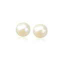 14k Yellow Gold Freshwater Cultured White Pearl Stud Earrings (7.0 mm)-1