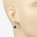 3.86 Carat Genuine Tanzanite and White Diamond 14K White Gold Earrings-3