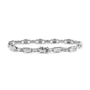 14K White Gold 1.0 Cttw Invisible Set Princess Diamond Alternating Link Tennis Bracelet (I-J Color, I1-I2 Clarity) - 7.25"-2