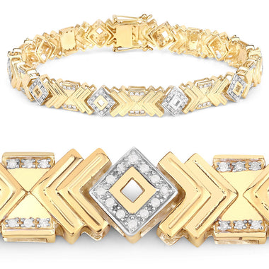 0.98 Carat Genuine White Diamond .925 Sterling Silver Bracelet - 0