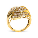 10K Yellow Gold 2.0 Cttw Channel Set Diamond Cocktail Swirl Band Ring (K-L Color, I1-I2 Clarity) - Ring Size 7-3