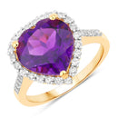 4.86 Carat Genuine Amethyst and White Topaz .925 Sterling Silver Ring-1