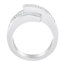 14K White Gold 2.0 Cttw Channel-Set Princess and Baguette-Cut Diamond Bypass Ring Band (G-H Color, SI1-SI2 Clarity) - Ring Size 6.5-3