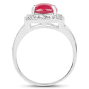 3.31 Carat Glass Filled Ruby and White Topaz .925 Sterling Silver Ring-2