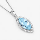 2.55 Carat Genuine Aquamarine and White Diamond 14K White Gold Pendant-3