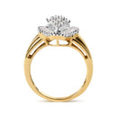 10K Yellow Gold 1/2 Cttw Round And Baguette-cut Diamond Rhombus Head and Halo Ring (I-J Color, I1-I2 Clarity) - Ring Size 7-2