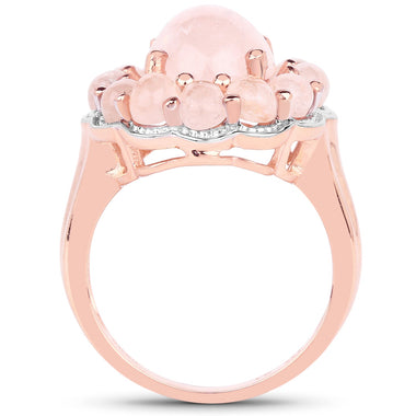 14K Rose Gold Plated 6.76 Carat Genuine Morganite .925 Sterling Silver Ring - 0