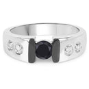 0.56 Carat Genuine Black Diamond and White Diamond .925 Sterling Silver Ring-3