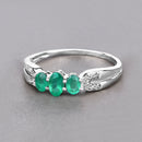 0.53 Carat Genuine Zambian Emerald and White Diamond 14K White Gold Ring-4