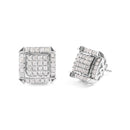 10K White Gold 1 1/10 Cttw Princess Diamond Composite and Halo Stud Earrings (I-J Color, I1-I2 Clarity)-2