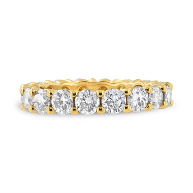 14K Yellow Gold 3.00 Cttw Shared Prong Set Round Cut Diamond Eternity Band (J-K Color, VS1-VS2 Clarity) - Ring Size 7 - 0