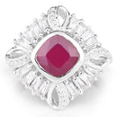 2.66 Carat Glass Filled Ruby and White Topaz .925 Sterling Silver Ring-3
