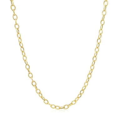 2.5mm 14k Yellow Gold Pendant Chain with Textured Links - 0