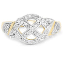 14K Yellow Gold Plated 0.21 Carat Genuine White Diamond .925 Sterling Silver Ring-3