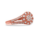 14K Rose Gold Plated .925 Sterling Silver 1/2 Cttw Pave Diamond Halo Cluster Split Shank Cocktail Ring (I-J Color, I1-I2 Clarity) - Size 6-2