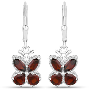 2.60 Carat Genuine Garnet .925 Sterling Silver Earrings