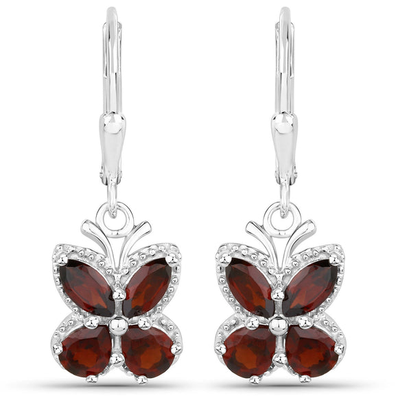 2.60 Carat Genuine Garnet .925 Sterling Silver Earrings