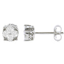 .925 Sterling Silver 1/2 cttw Prong Set Round-Cut Diamond Cluster Stud Earring (I-J Color, I2-I3 Clarity)-60