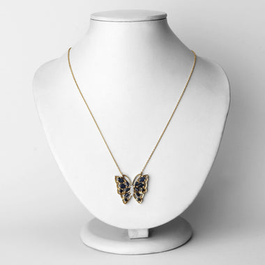 2.94 Carat Genuine Blue Sapphire and White Zircon .925 Sterling Silver Necklace - 0