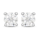 1.02 Carat Genuine White Diamond 14K White Gold Earrings-1