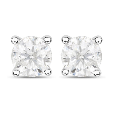 1.02 Carat Genuine White Diamond 14K White Gold Earrings