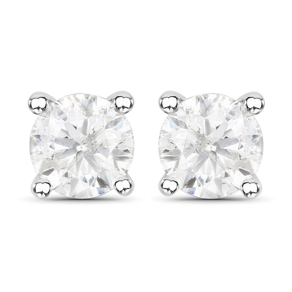 1.02 Carat Genuine White Diamond 14K White Gold Earrings