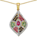 1.77 Carat Genuine Multi Stones .925 Sterling Silver Pendant-1
